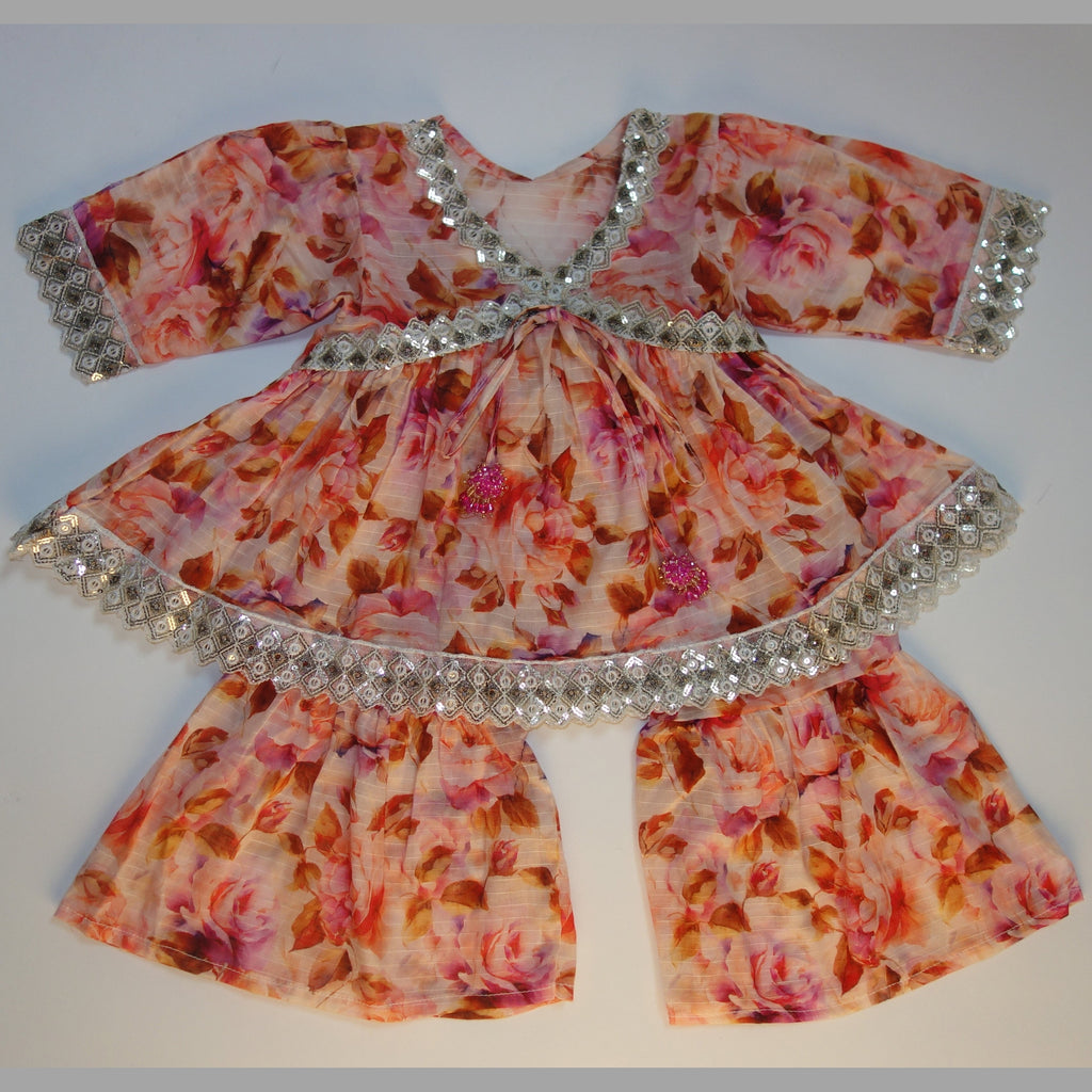 Printed Frock with Sharara Trousers