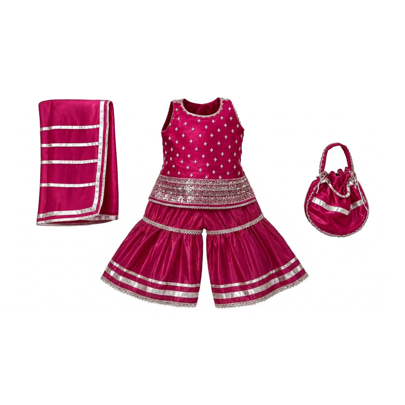 Pink Sleevless Kameez with Sharara
