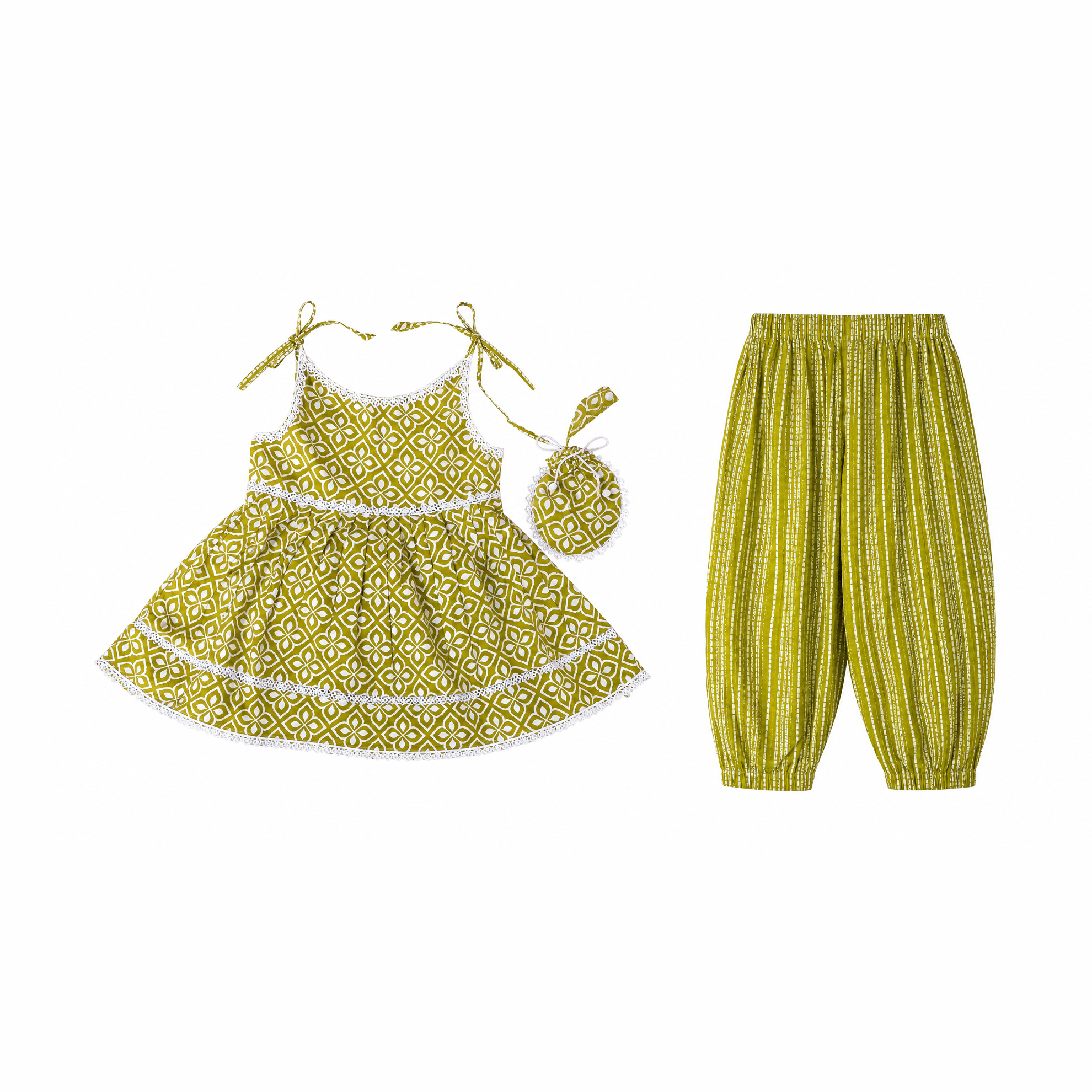 Sleeveless Printed Cotton Lawn Frock and Patyala Shalwar