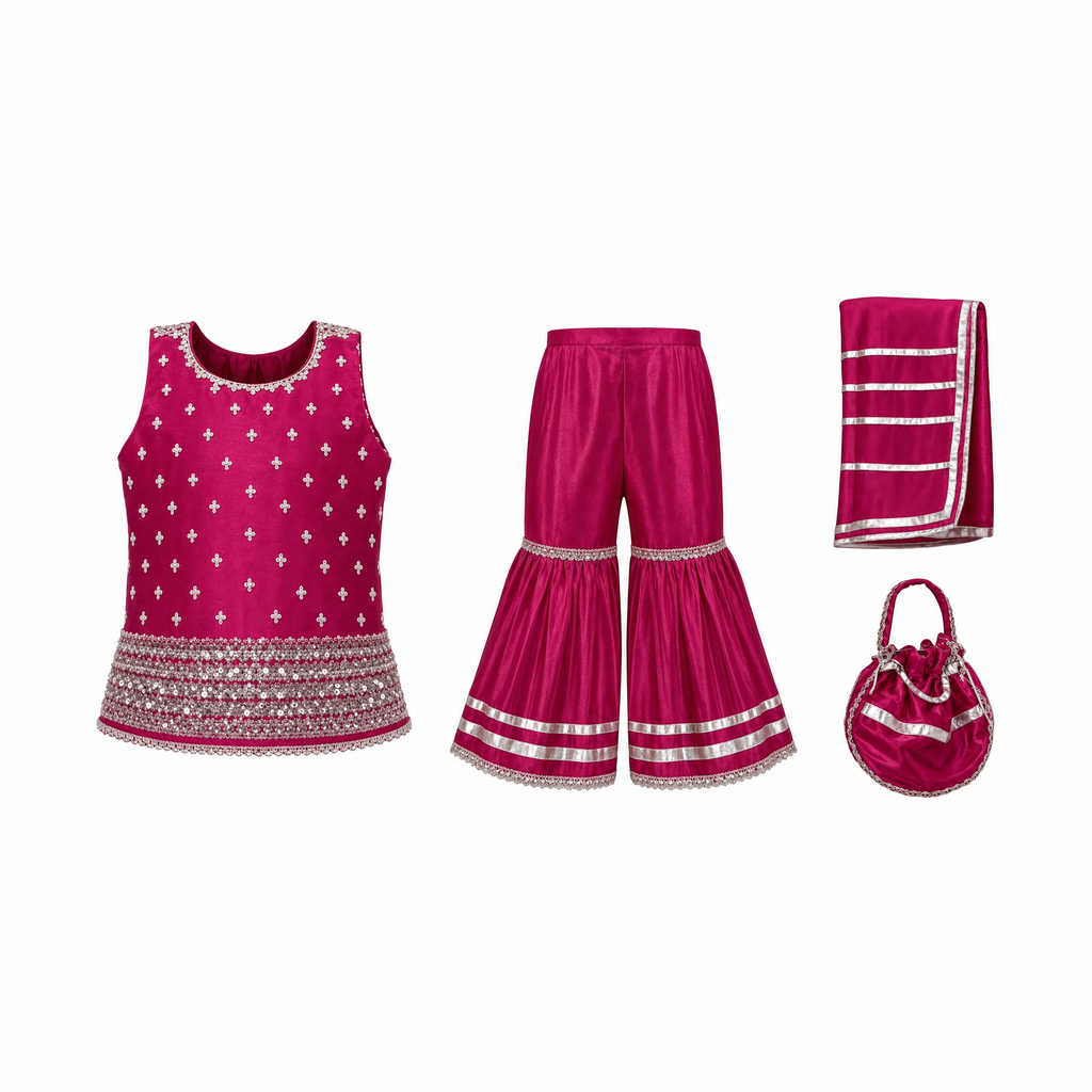 Pink Sleevless Kameez with Sharara