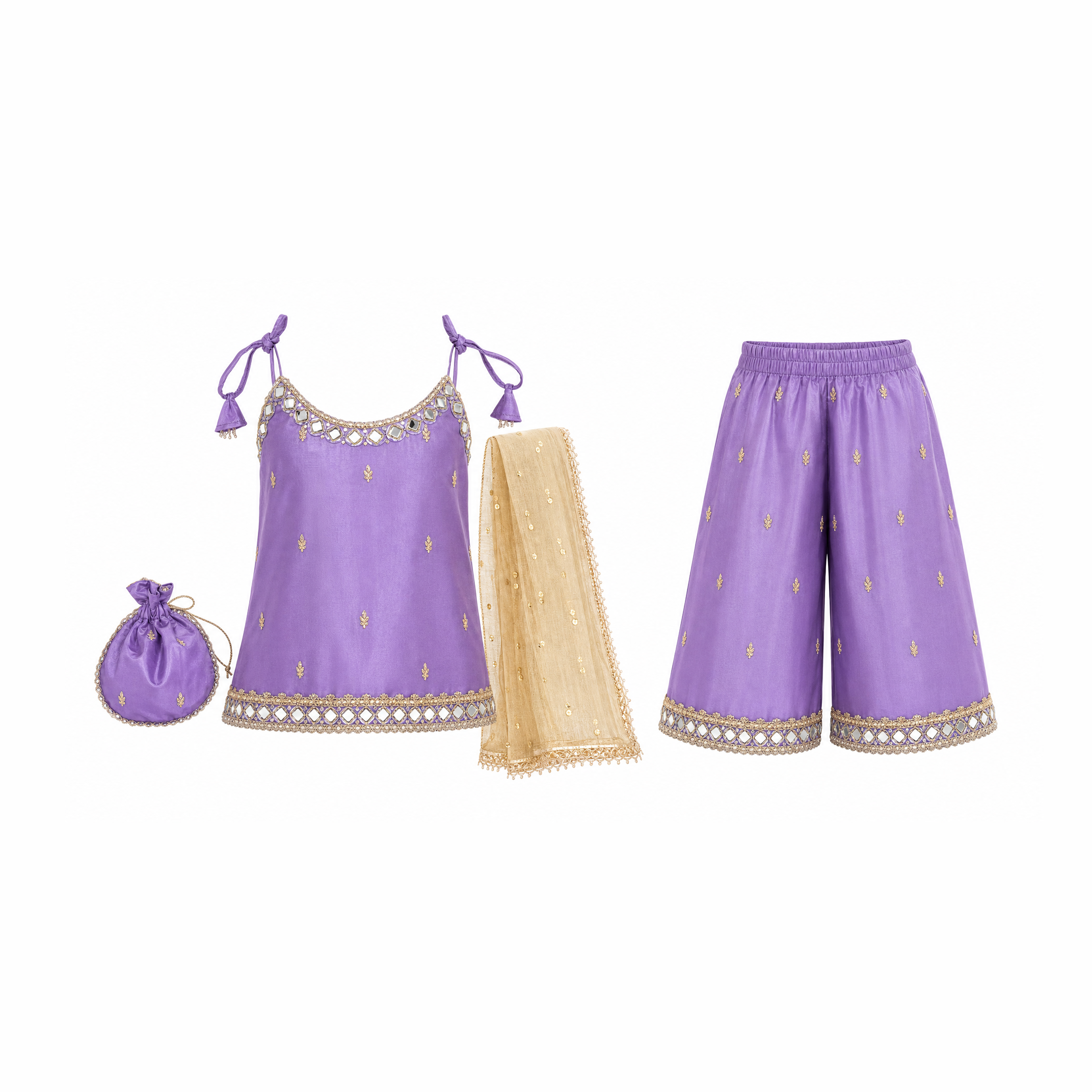 Lilac Sleeveless Kameez with Farshi Shalwar