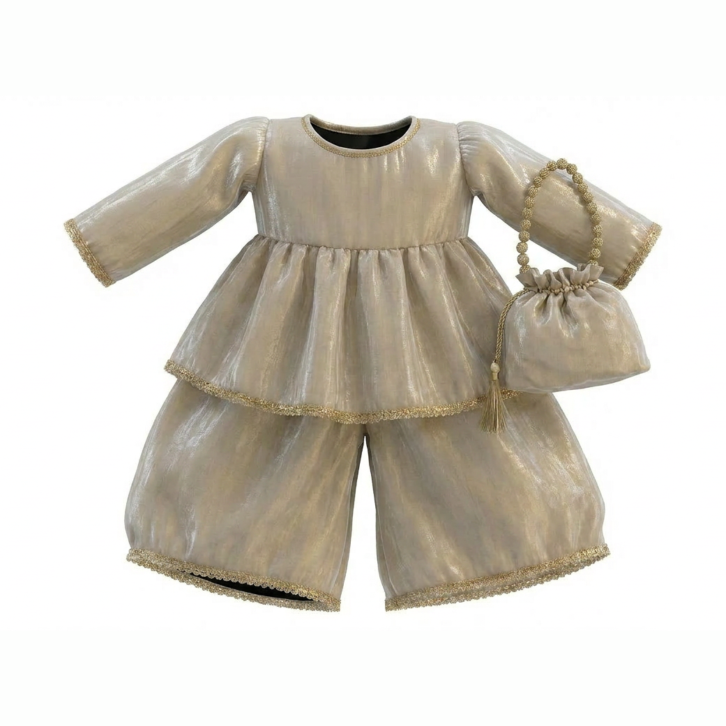 Peplum Style Frock with Wide Leg Shalwar