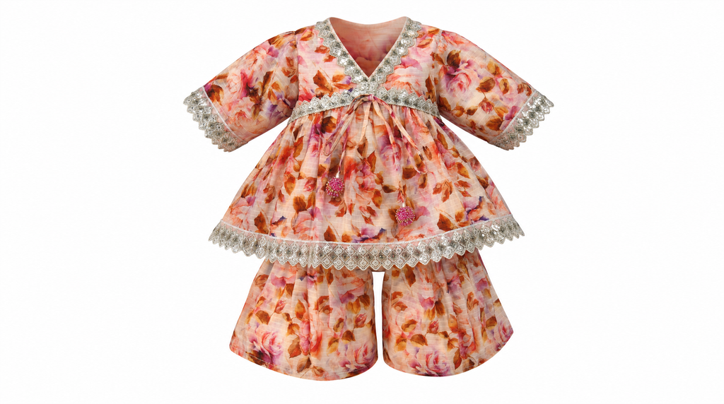 Printed Frock with Sharara Trousers