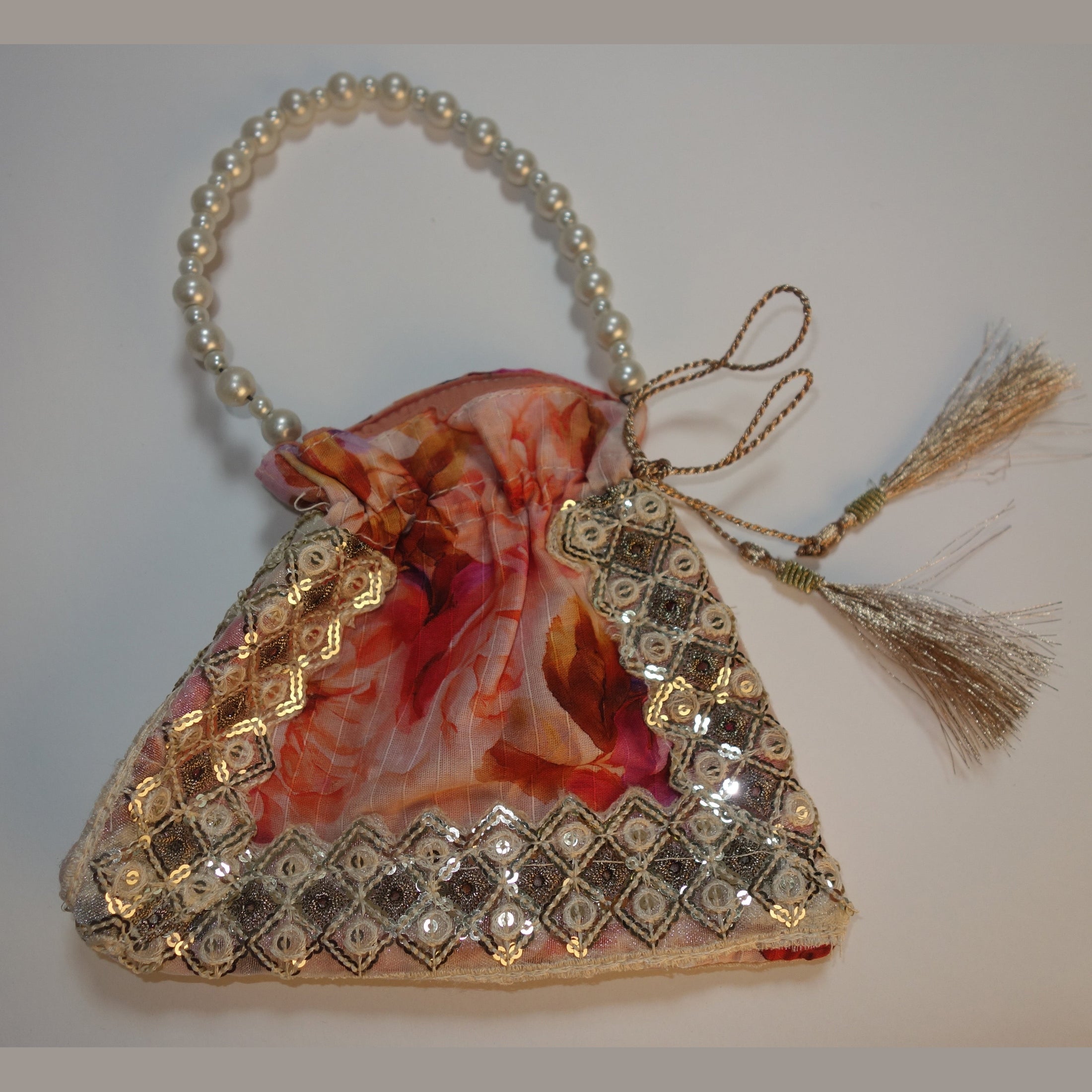 Printed Pink Potli Bag