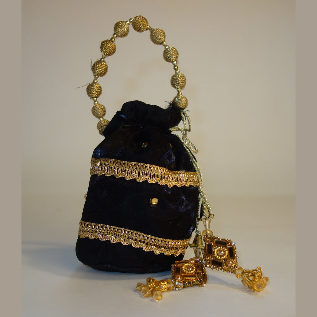 Black Embellished  Potli Bag