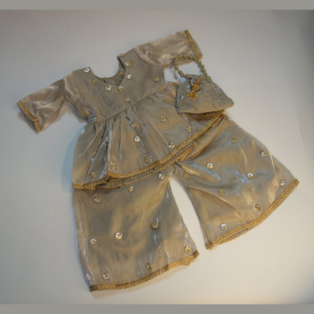 Peplum Style Frock with Wide Leg Shalwar
