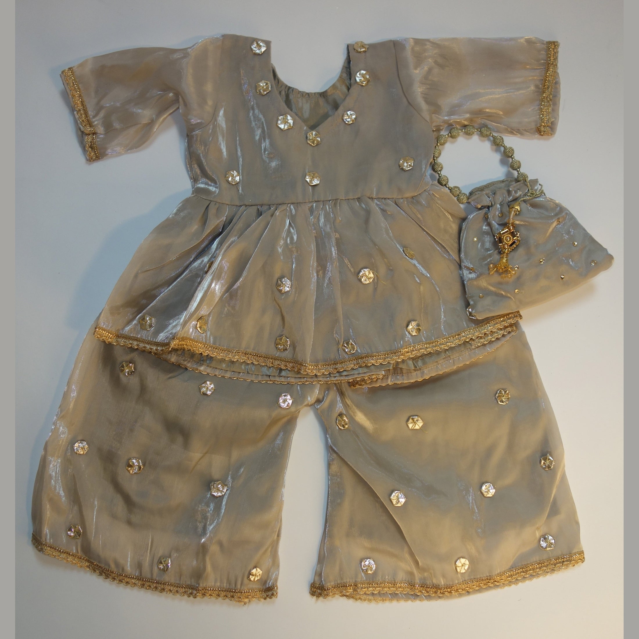 Peplum Style Frock with Wide Leg Shalwar