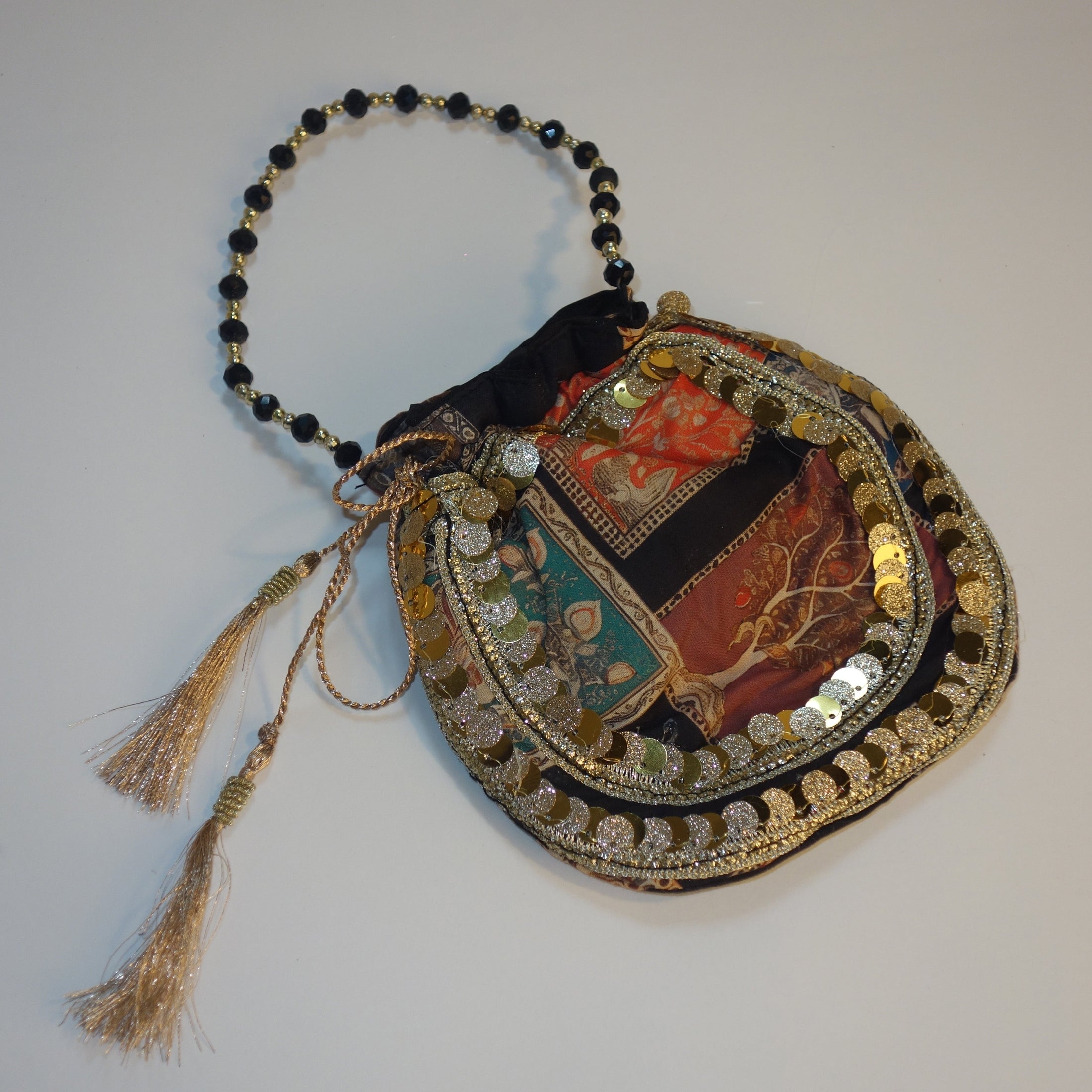 Printed Black Potli Bag