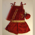Sleeveless Silk Kameez with Sharara Trousers