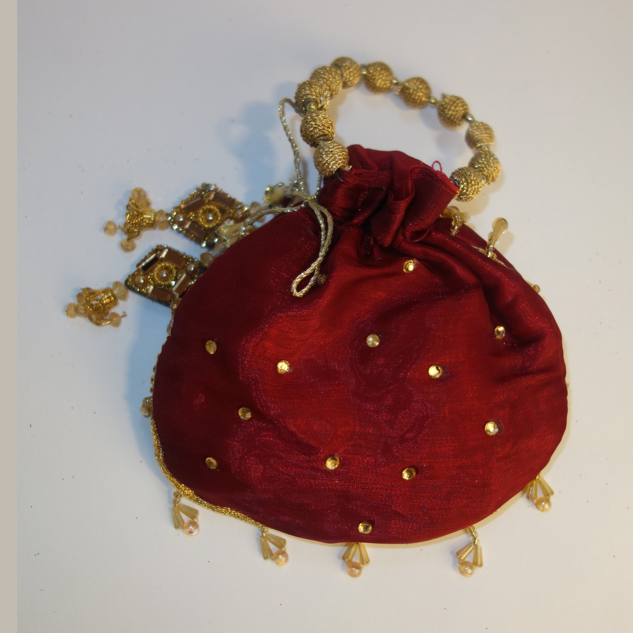 Red Embelished Potli Bag